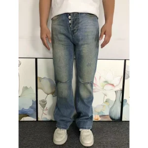 Enfants Riches Deprimes Flare Ripped Blue Trousers