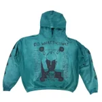 Erd Do What Thou Wilt Teal Hoodie Acid Wash