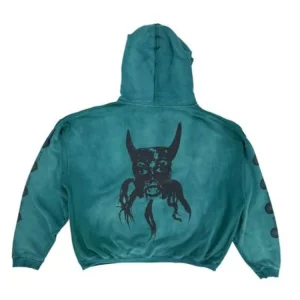 Erd Do What Thou Wilt Teal Hoodie Acid Wash