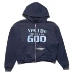 Erd Yes I Do Believe In God Navy Blue Hoodie